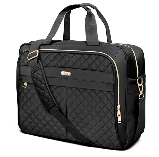 Picture of WIRABO Laptop Bag for Women 17 Inch, Laptop Briefcase for Women, Large Computer Bag Messenger Bag Work Office Travel Business Black