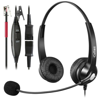 Picture of Callez Yealink Phone Headset with Quick Disconnect Cord, RJ9 Office Telephone Headset with Mic Noise Cancelling Compatible with Yealink T54W T33G T46S T42S T21P T20P Avaya 9608 9611 Grandstream Snom