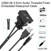 Picture of YACSEJAO Flush Mount Cable USB 2.0+3.5 mm AUX Extension Dash Panel Mount Cable for Car, Boat and Motorcycle, 1M/3.3Ft