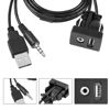 Picture of YACSEJAO Flush Mount Cable USB 2.0+3.5 mm AUX Extension Dash Panel Mount Cable for Car, Boat and Motorcycle, 1M/3.3Ft