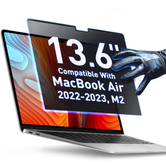 Picture of VINTEZ Magnetic Privacy Screen Compatible With MacBook Air 13.6" 2022, 2023, M2, M3 Anti-Blue Light Anti-Glare Laptop Screen Protector Filter Blue Light Blocking Filter