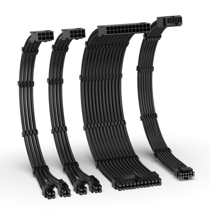 Picture of EZDIY-FAB 12VHPWR PSU Cable Extension Kit,16AWG PCIE 5.0 Power Supply Cable Extension- 1x 24 Pin ATX /2X 8Pin (4+4) EPS / 1x12+4 Pin GPU,Sleeve Cable 300MM with Combs-Black