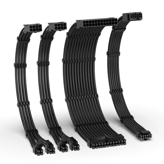Picture of EZDIY-FAB 12VHPWR PSU Cable Extension Kit,16AWG PCIE 5.0 Power Supply Cable Extension- 1x 24 Pin ATX /2X 8Pin (4+4) EPS / 1x12+4 Pin GPU,Sleeve Cable 300MM with Combs-Black
