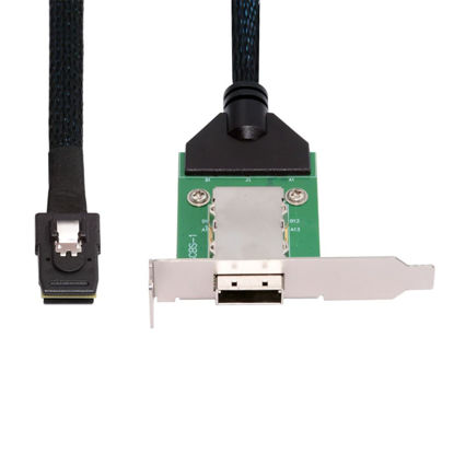 Picture of xiwai Mini SAS Internal SFF-8087 36Pin Male to External SFF-8088 Female Extension Cable 50cm PCBA with Low Profile Bracket