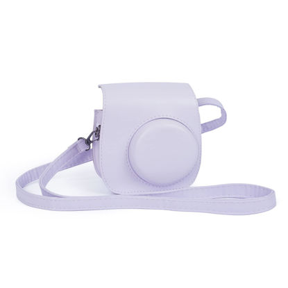 Picture of Riosin Instant Mini 12 Protective Camera Case for Fujifilm Instax Mini 12/11,Premium PU Leather Camera Bag Cover with Pocket and Removable&Adjustable Strap (Lilac Purple)