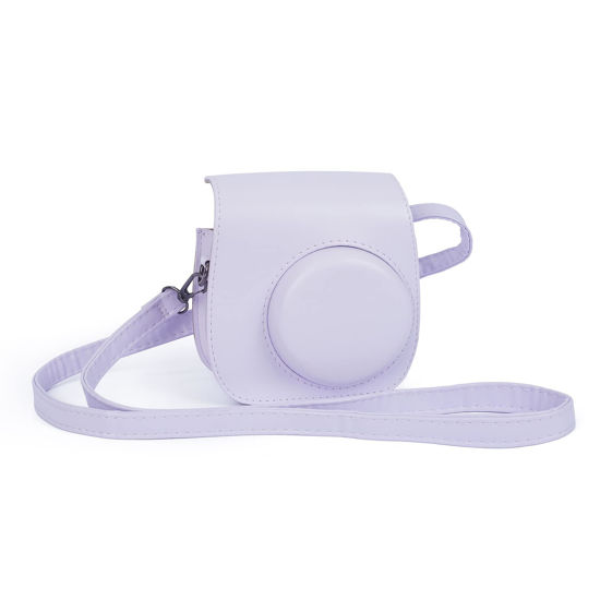 Picture of Riosin Instant Mini 12 Protective Camera Case for Fujifilm Instax Mini 12/11,Premium PU Leather Camera Bag Cover with Pocket and Removable&Adjustable Strap (Lilac Purple)