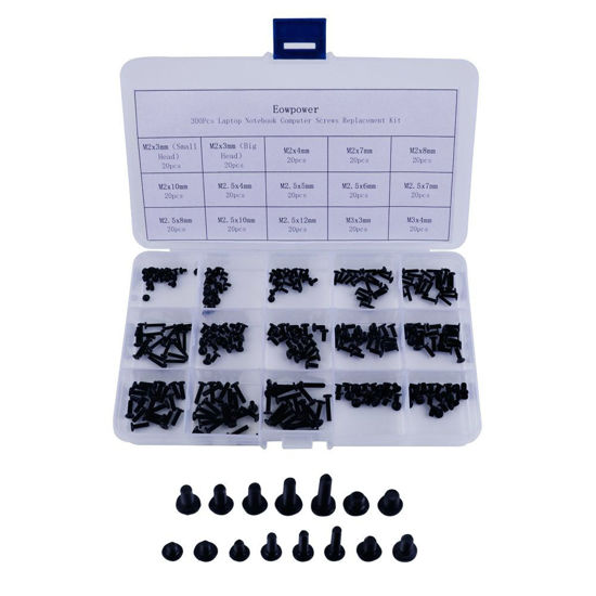Picture of Eowpower 300 Pieces Laptop Notebook Computer Screws Replacement Kit for HP IBM Dell Sony Acer Asus Lenovo Toshiba Gateway Samsung