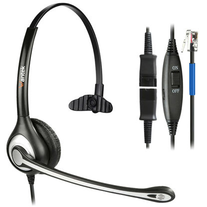 Picture of Wantek RJ9 Telephone Headset Mono with Noise Cancelling Mic, Quick Disconnect, Only for Plantronics M12 M22 MX10 Amplifiers or Cisco 7940 7942G 7945G 7960G 7975G 7821 7861 8841 8851 IP Phones(600QC1)