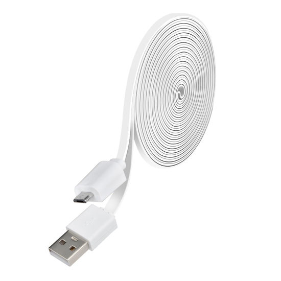 Picture of PowGrow Power Charge Cable Compatible with Ring Indoor Cam(2nd Gen), 10ft Charge Cord to Power Security Camera Continuously, White, 1 Pack