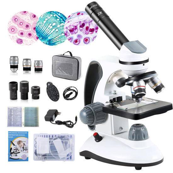 Picture of Crspexil 40X-2000X Microscopes for Kids Students Adults, with Microscope Prepared Slides 30p, Microscope Accessories, Phone Adapter, Microscopes for School Laboratory Home Education
