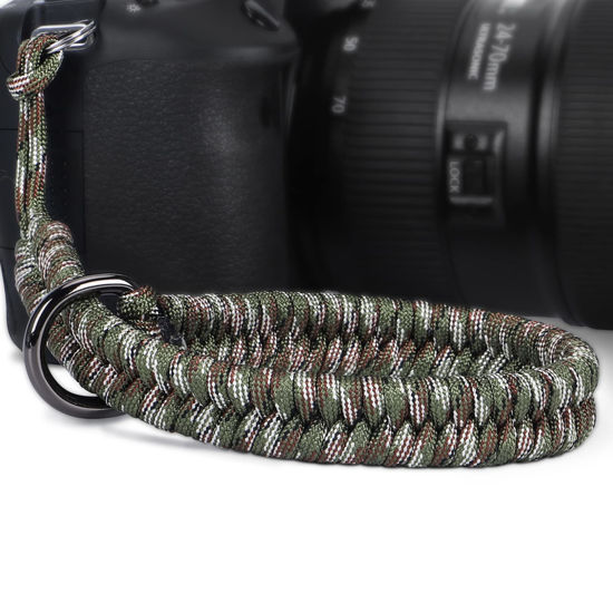 Picture of Hargedis Camera Wrist Strap, Hand-Woven Paracord Camera Hand Strap High-end and Secure Universal Adjustable, Suitable for Canon Sony Nikon Panasonic Fujifilm Olympus (Forest Camouflage)