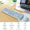 Picture of Wireless Keyboard and Mouse Combo, Colorful Ergonomic Full Size Retro Low-Noise Keyboard with Cute keycaps, Compatible with Windows, PC, Perfer for Home and Office Keyboards (Blue)