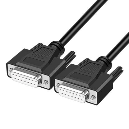 Picture of Jienk 10ft 28AWG DB15 RS232 15 Pin Serial Extension Cable, Female to Female 15-Pin Gold Plated Connecter Straight Through Cord