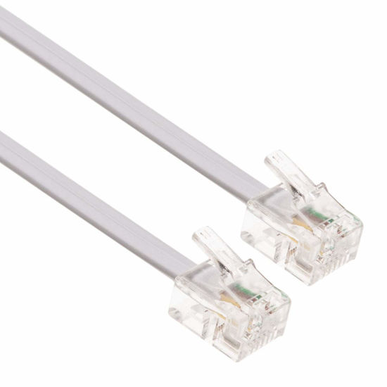 Picture of RJ11 Cable ADSL 16.4ft Extension Lead Phone Cord Telephone Plug High Speed Xfinity Internet Broadband Male to Male Router and Modem to RJ11 Phone Socket, Microfilter, Landline Wire (White)