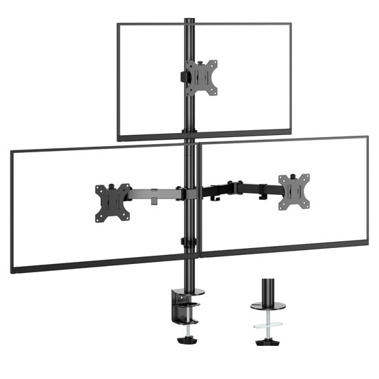 Picture of UPGRAVITY Triple Monitor Desk Mount for 17 to 32 inch Screens,Each Arm Holds up 17.6 lbs,3 Monitor Stand with Tilt,Swivel,Rotate,VESA Mount 75/100x100mm