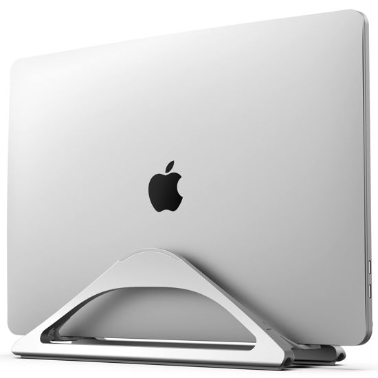 Picture of HumanCentric Vertical Laptop Stand for Desks (Silver) | Adjustable Holder to Dock Apple MacBook, MacBook Pro, and Other Laptops to Organize Work & Home Office