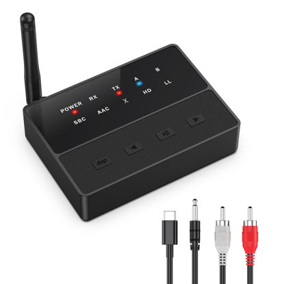 Picture of LOFICOPER Bluetooth Transmitter Receiver, aptX Low Latency Bluetooth Audio Adapter, Long Range Wireless AUX/RCA Bluetooth 5.3 Adapter with Noise Reduction, Dual Connection for Speaker Headphones TV