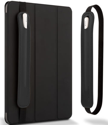 Picture of Goospery Pencil Holder Compatible with Apple Pencil (1st & 2nd Generation) Sling Sleeve PU Leather Pouch Case Pocket Accessories Elastic Band Fit iPad 8th 7th Mini 5th/Notebook/Tablets - Black