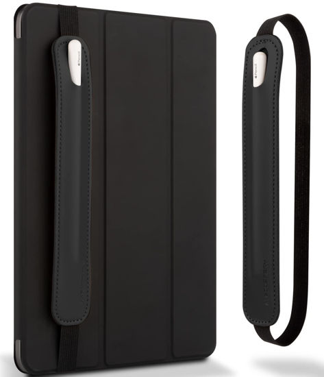 Picture of Goospery Pencil Holder Compatible with Apple Pencil (1st & 2nd Generation) Sling Sleeve PU Leather Pouch Case Pocket Accessories Elastic Band Fit iPad 8th 7th Mini 5th/Notebook/Tablets - Black
