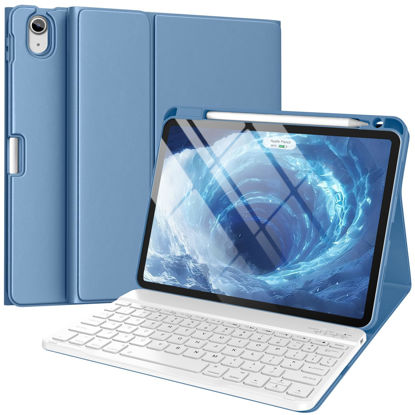 Picture of Wenlaty Keyboard Case, for iPad Air 11-inch & Air 5th/ 4th Generation Case with Keyboard, Folio Cover with Pencil Holder - Detachable Bluetooth Keyboard for iPad Air 11/ Air 10.9 Inch (Blue)