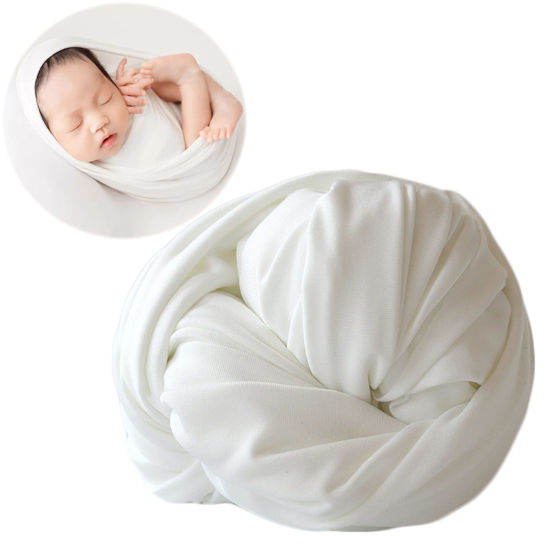 Picture of Zeroest Newborn Photography Stretch Wrap Boy Girl Baby Wraps Photography Props Baby Photo Prop Stretch Blanket for baby (White)