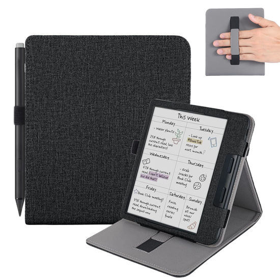Picture of Vakarey for Kobo Libra Colour Case with Pen Holder,Sleep Cover for Kobo Libra 2 Case with Hand Strap,Black