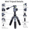 Picture of JAFUQAW Portable Desktop Mini Tripod with Panning Handle, 20" / 52cm Desk Tabletop Aluminum Alloy Tripod with 360° Ball Head, Compact Tripod for DSLR Camera Video Camcorder, Load up to 13lb / 6kg