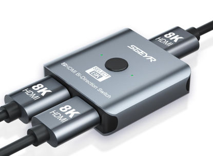 Picture of SGEYR HDMI Switch, 8K HDMI Switcher 2 in 1 Out,HDMI 2.1 Switch Selector,Aluminum HDMI 2.1 Splitter Bi-Directional Ultra HD, Support 8K@60Hz,48Gbps, Compatible with PS5/4,Xbox,Roku（Grey）