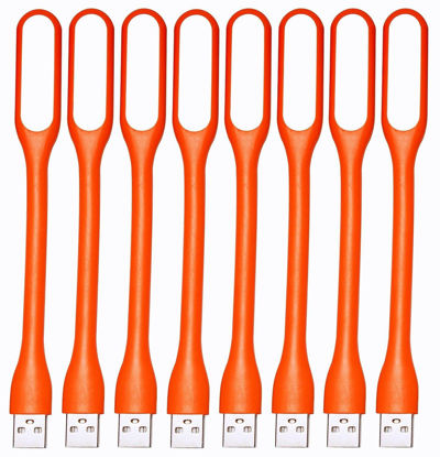 Picture of Kyfreshpower Flexible Mini USB LED Lamp Light Portable Night Light Compatible for Power Bank, Laptop, Notebook, Reading, Computer Keyboard USB Reading Light (8pcs, Orange)