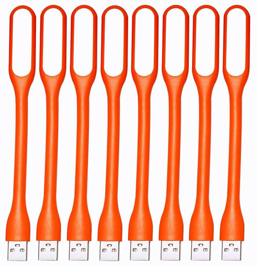 Picture of Kyfreshpower Flexible Mini USB LED Lamp Light Portable Night Light Compatible for Power Bank, Laptop, Notebook, Reading, Computer Keyboard USB Reading Light (8pcs, Orange)