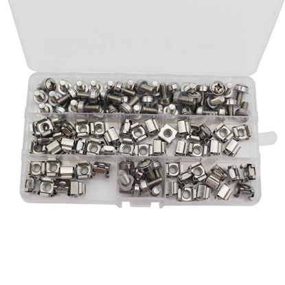Picture of Raogoodcx 50 Sets M6 Square Hole Hardware Cage Nuts & Mounting Screws Washers for Server Rack and Cabinet (M6 X 16mm)(Screw+Washer+cage nut)