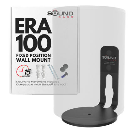 Picture of ERA100 Wall Mount Bracket, Low Profile, Black, Single Unit, Compatible with Sonos ERA 100 Speaker, Complete with All Fixing Hardware