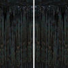 Picture of Voircoloria 2 Pack Laser Black Tinsel Foil Fringe Curtains, Black Party Decorations, Metallic Tinsel Party Streamers Backdrop for Birthday Halloween Masquerade New Years Gatsby 1920s Party Decorations