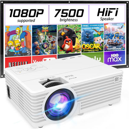 Picture of Mini Video Projector, 1080P Supported, Portable Outdoor Movie Projector, 176" Display Compatible with TV Stick, HDMI, USB, VGA, AV for Home Entertainment