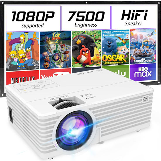 Picture of Mini Video Projector, 1080P Supported, Portable Outdoor Movie Projector, 176" Display Compatible with TV Stick, HDMI, USB, VGA, AV for Home Entertainment