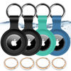 Picture of 4 Pack,IPX8 Waterproof Airtag Holder for Apple Air Tags with Air Tag Keychain,Shockproof GPS Cases [Anti-Scratch] [PC+Silicone] Air-Tag Item Finders Cover,Lovely Air Tags Cover,Black/Black/Green/Blue