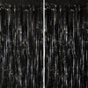 Picture of Voircoloria 2 Pack Black Tinsel Foil Fringe Curtains, Black Party Decorations, Metallic Tinsel Party Streamers Backdrop for Birthday Halloween New Years Graduation Party Decorations