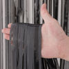 Picture of Voircoloria 2 Pack Black Tinsel Foil Fringe Curtains, Black Party Decorations, Metallic Tinsel Party Streamers Backdrop for Birthday Halloween New Years Graduation Party Decorations