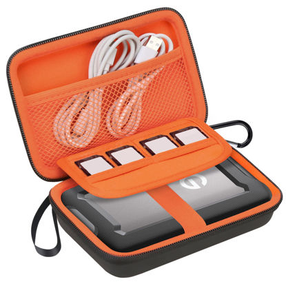 Picture of Lacdo Hard Drive Carrying Case for SanDisk Professional G-Drive ArmorATD - Rugged Portable External Hard Drive HDD USB-C USB 3.2 Gen 1 1TB 2TB 4TB 5TB 6TB Shockproof Protective Travel Bag, Orange