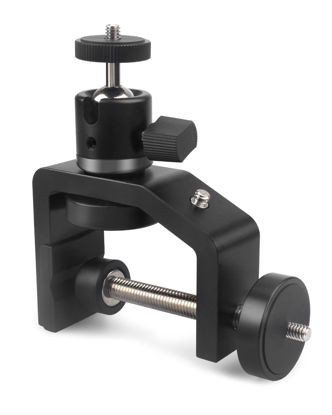 Picture of JEBUTU C Clamp Desk Camera Mount with Ball Head, Universal C-Clamp with 1/4 Screw, Camera Clamp Mount with 360°Rotation Tripod Head for DSLR Camera LED Video Metal Working Woodworking Desktop Pole