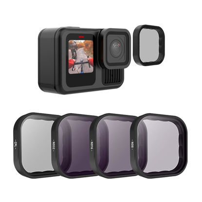 Picture of TELESIN ND Filter Set 4 Pack Lens Filter CPL ND8 ND16 ND32 Compatible for GoPro Hero 13, Neutral Density Camera Lens Filter Lens Protector Multi Coated HD Optical Glass for GoPro 13 Len Accessories