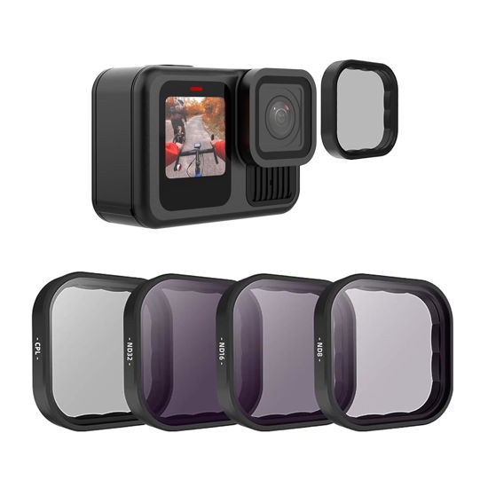 Picture of TELESIN ND Filter Set 4 Pack Lens Filter CPL ND8 ND16 ND32 Compatible for GoPro Hero 13, Neutral Density Camera Lens Filter Lens Protector Multi Coated HD Optical Glass for GoPro 13 Len Accessories