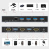 Picture of Unitek USB 3.0 HDMI KVM Switch 1 Monitor 2 Computers 4K@60Hz KVM Switches 4 USB Ports for 2 Computers Sharing Monitor Keyboard Mouse Hard Drives 5Gbps 2 USB Cable DC5V Adapter and Desktop Controller