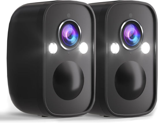 Picture of Rraycom 2Pack Security Cameras Wireless Outdoor, 5MP Battery Powered Cameras for Home Security with AI Motion Detection, Color Night Vision, 2-Way Talk, IP65, SD/Cloud, Compatible with Alexa