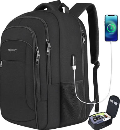 Picture of Extra Large Backpack for Men, Travel Laptop Backpack 17.3 Inch Anti Theft Water Resistant Business Backpack Carry On Backpack with USB Charging Port, TSA Big Backpack Durable Daypack Laptop Bag,Black