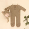 Picture of Zeroest Newborn Bear Photography Outfit Girl Boy Bear Hat Photo Picture Props Baby Phootshoot Knit Footed Romper Bonnet 2PCS (Dusty Camel)
