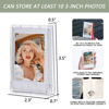 Picture of Linpr 2 Set Travel Photo Holder for Fujifilm Instax Mini 7+/8/9/11/12/40/90/EVO, 3 inch Photo Storage Case, Camera Clear Photo Protective Box with Wrist Lanyard, Postcard Display Frame (Clear glitter)