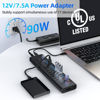 Picture of Powered USB Hub, VANGREE 17-Port 90W USB 3.0 Hub (10 USB 3.0 Ports+3 QC24W Fast Charging Ports+2 USB-C 3.0 Ports+SD/TF Card Reader), Individual On/Off Switches, 12V/7.5A Power Adapter for Laptop, PC