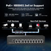 Picture of Binardat 10 Port Gigabit POE Switch, 8 POE+ Ports 1000Mbps, 2 Gigabit Uplink, IEEE802.3af/at, 120W Internal Power Supply, Metal Case Unmanaged Plug and Play