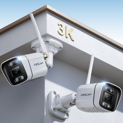Picture of FOSCAM 3K 5MP Security Cameras Wireless Outdoor, 5GHz&2.4GHz WiFi Surveillance Camera for Home Security Outside, 120° FoV, AI Detect Human/Vehicle, 66FT Color Night Vision, 120dB Siren, IP66, Plug-in